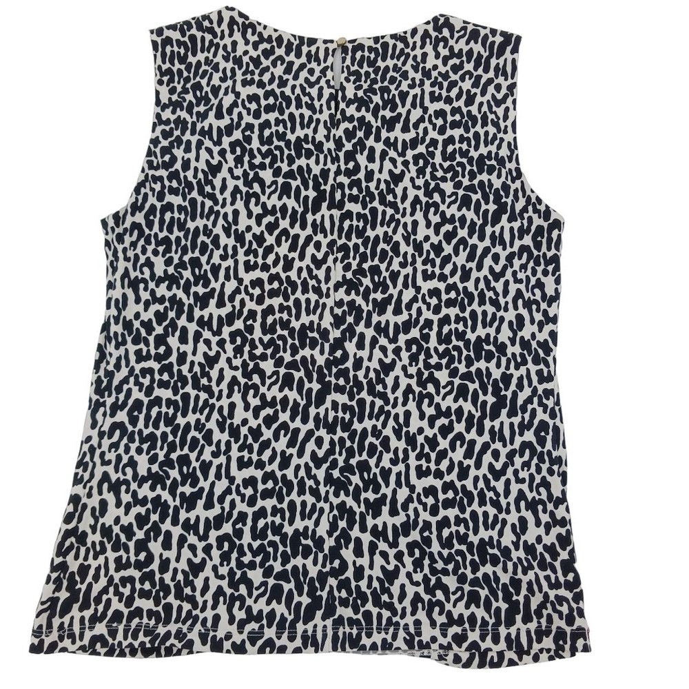 WOMENS CALVIN KLEIN SMALL TOP LEOPARD PRINT PLEATED NECK - Picture 2 of 8